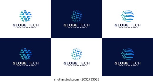 collection of abstract globe logo designs. icon for digital business, technology.