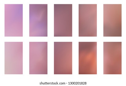 Collection of Abstract Gradient Mesh Futuristic Vector Backgrounds.  Modern screen vector design for mobile app. Soft natural color abstract gradients. 