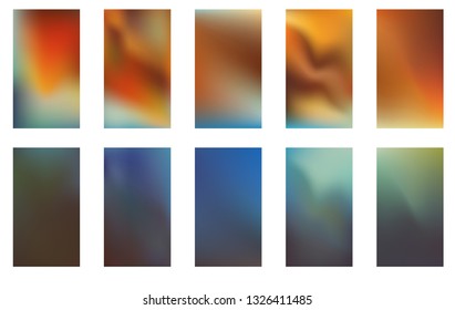 Collection of Abstract Gradient Mesh Futuristic Vector Backgrounds.  Modern screen vector design for mobile app.