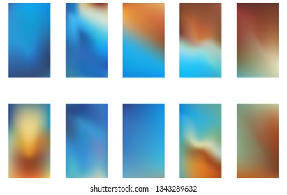 Collection of Abstract Gradient Mesh Futuristic Vector Backgrounds.  Modern screen vector design for mobile app.