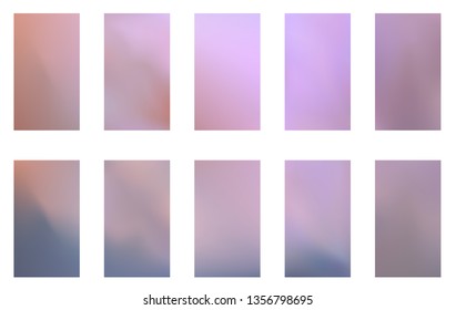 Collection of Abstract Gradient Mesh Futuristic Vector Backgrounds.  Modern screen vector design for mobile app. Soft natural color abstract gradients. 