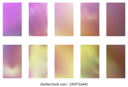 Collection of Abstract Gradient Mesh Futuristic Vector Backgrounds.  Modern screen vector design for mobile app. Soft natural color abstract gradients. 