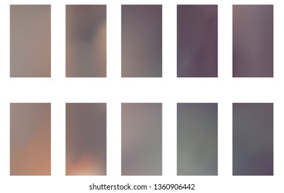 Collection of Abstract Gradient Mesh Futuristic Vector Backgrounds.  Modern screen vector design for mobile app. Soft natural color abstract gradients. 