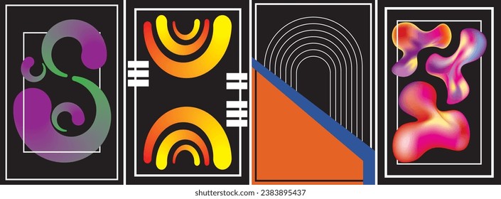 colección de elementos gráficos abstractos con patrones variados. adecuado para medios sociales, aplicaciones móviles, etc.