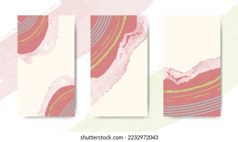 Colección de fondo abstracto de color mínimo estético a mano para historias de medios sociales