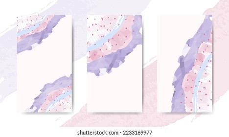 Collection of abstract hand drawn aesthetic minimal watercolor background for social media stories