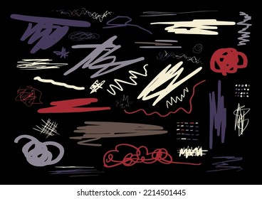 Collection of abstract hand drawn creative graphic element 
