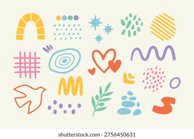 Collection of abstract hand drawn doodle shapes. Perfect for backgrounds, branding, social media, packaging, posters and contemporary design. - Powered by Shutterstock - Get 15% off with code: PIKWIZARD15