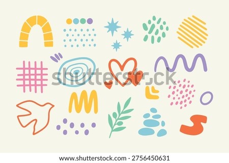 Collection of abstract hand drawn doodle shapes. Perfect for backgrounds, branding, social media, packaging, posters and contemporary design.
