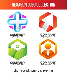 Plantilla de la colección de logotipos abstractos de hexágonos