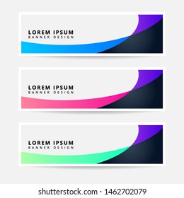 Collection Abstract Horizontal Business Banner set vector template. Clean wavy abstract background layout for website design. Eps10 Vector.