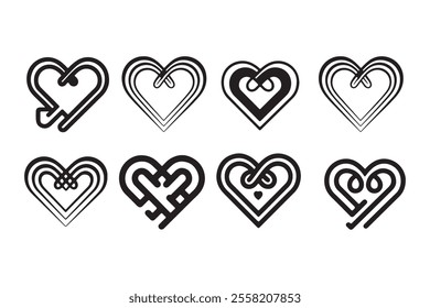 Collection of Abstract Intertwined Heart Designs