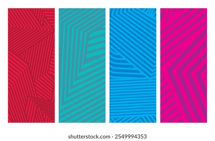 Coleção Abstrato irregular multi cor listrado linhas texturizadas fundo design bundle. para roupas, tecido, tampa, fundo, X banner e outros