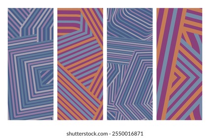 Collection Abstract irregular multi color striped lines textured background design bundle. for clothes, fabric, cover, background, X banner and others