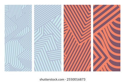 Collection Abstract irregular multi color striped lines textured background design bundle. for clothes, fabric, cover, background, X banner and others