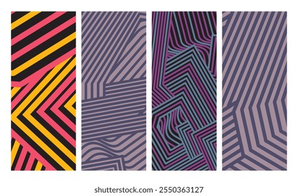 Coleção Abstrato irregular multi cor listrado linhas texturizadas fundo design bundle. para roupas, tecido, tampa, fundo, convites, X banner e outros