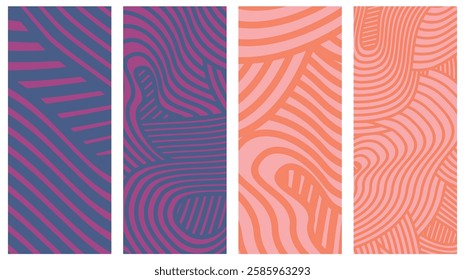 Collection Abstract irregular multi color striped lines textured background design bundle. for clothes, fabric, cover, background and others