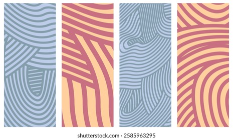 Collection Abstract irregular multi color striped lines textured background design bundle. for clothes, fabric, cover, background and others