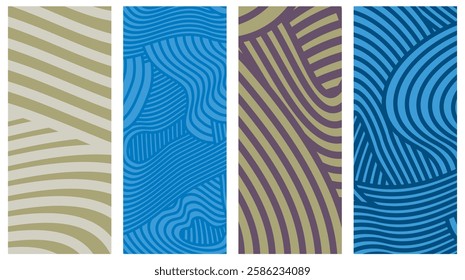 Collection Abstract irregular multi color striped lines textured background design bundle. for clothes, fabric, cover, background and others