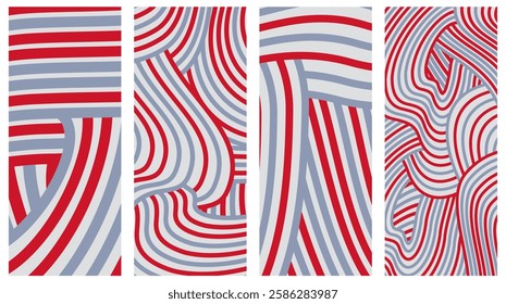 Collection Abstract irregular multi color striped lines textured background design bundle. for clothes, fabric, cover, background and others