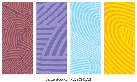 Collection Abstract irregular multi color striped lines textured background design bundle. for clothes, fabric, cover, background and others