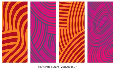 Collection Abstract irregular multi color striped lines textured background design bundle. for clothes, fabric, cover, background and others.