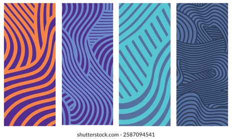 Collection Abstract irregular multi color striped lines textured background design bundle. for clothes, fabric, cover, background and others.