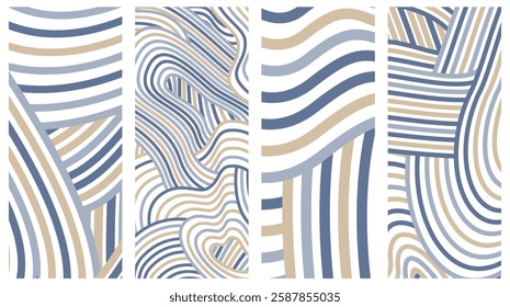 Collection Abstract irregular multi color striped lines textured background design bundle. for clothes, fabric, cover, background and others.