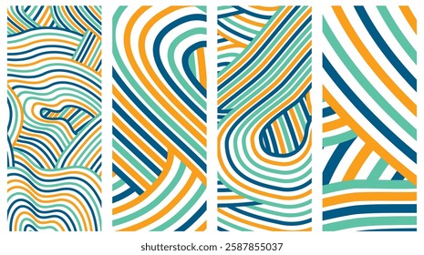 Collection Abstract irregular multi color striped lines textured background design bundle. for clothes, fabric, cover, background and others.