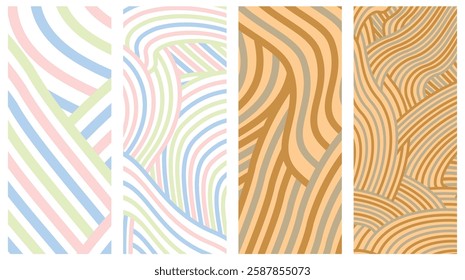 Collection Abstract irregular multi color striped lines textured background design bundle. for clothes, fabric, cover, background and others.