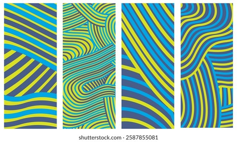 Collection Abstract irregular multi color striped lines textured background design bundle. for clothes, fabric, cover, background and others.