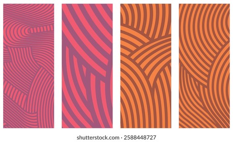 Collection Abstract irregular multi color striped lines textured background design bundle. for clothes, fabric, cover, background, invitations, X banner and others