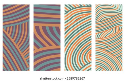 Collection Abstract irregular multi color striped lines textured background design bundle. for clothes, fabric, cover, background, invitations, X banner and others