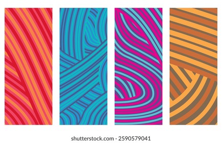 Collection Abstract irregular multi color striped lines textured background design bundle. for clothes, fabric, cover, background, invitations, X banner and others