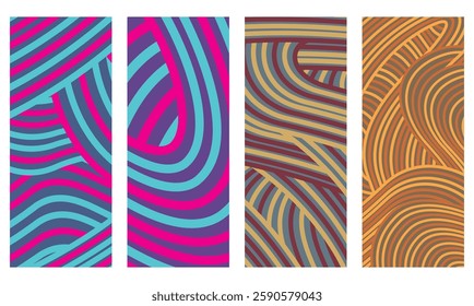 Collection Abstract irregular multi color striped lines textured background design bundle. for clothes, fabric, cover, background, invitations, X banner and others