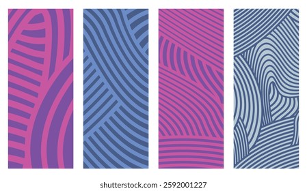 Collection Abstract irregular multi color striped lines textured background design bundle. for clothes, fabric, cover, background, invitations, X banner and others