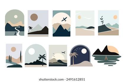 
Collection of abstract landscape illustrations