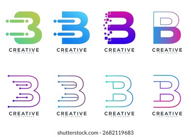collection abstract letter B logo icon, design for business of luxury, elegant, simple