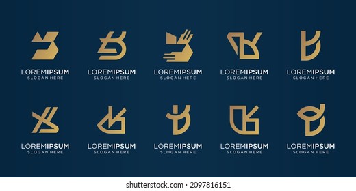 Sammlung abstrakter Buchstaben b Vorlage. goldene Farbe, Monogramm-Bundle, Firmensymbol Premium.