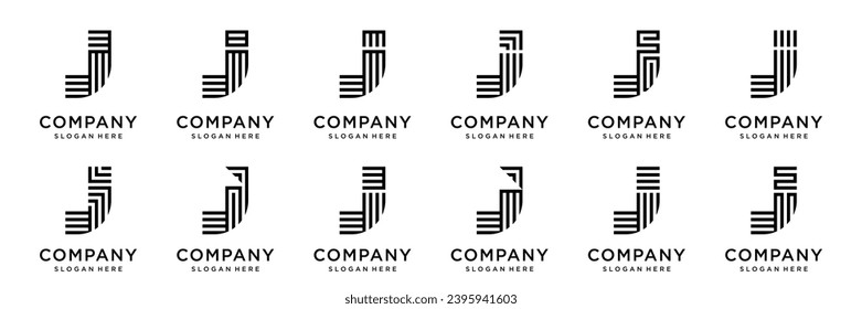 collection abstract letter J logo design. modern logotype J design with black color.