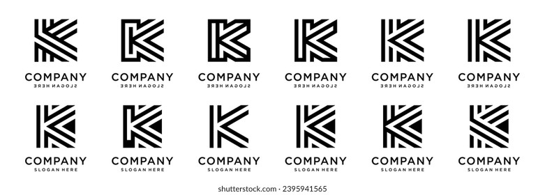 collection abstract letter K logo design. modern logotype K design with black color.