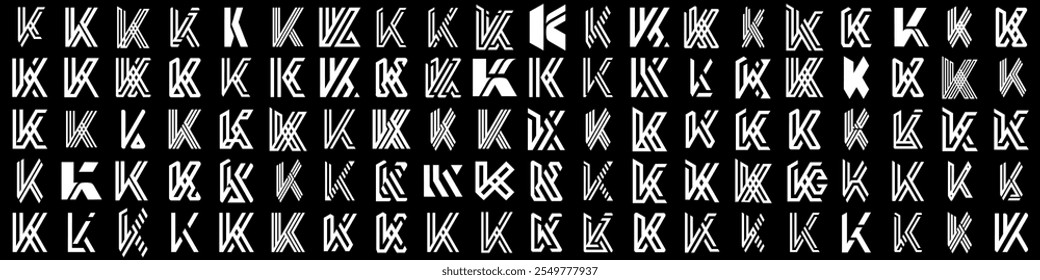 Diseño de logotipo de letra K abstracta de colección. diseño de logotipo K moderno con color blanco. Ilustración vectorial