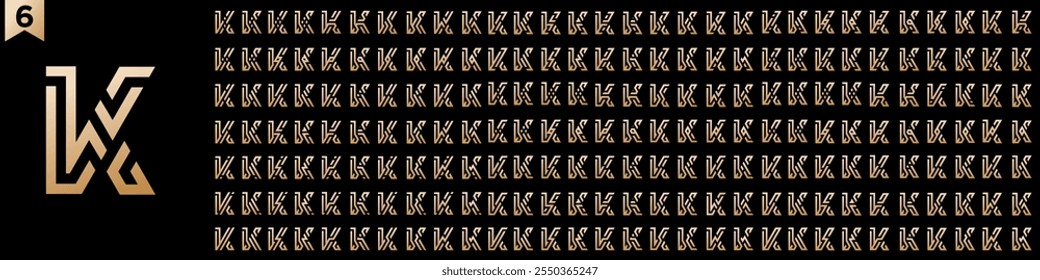 collection abstract letter K logo design. modern logotype K design with gold color. vector illustration