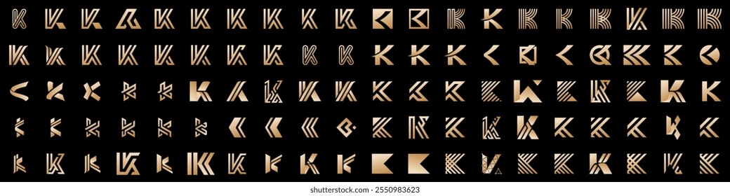 collection abstract letter K logo design. modern logotype K design with gold color. vector illustration