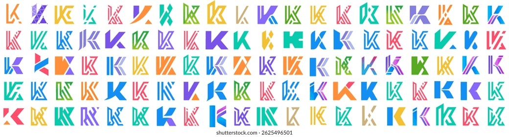 Diseño de logotipo de letra K abstracta de colección. diseño de logotipo K moderno con colorido. Ilustración vectorial