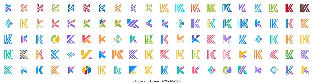 collection abstract letter K logo design. modern logotype K design with colorful. vector illustration