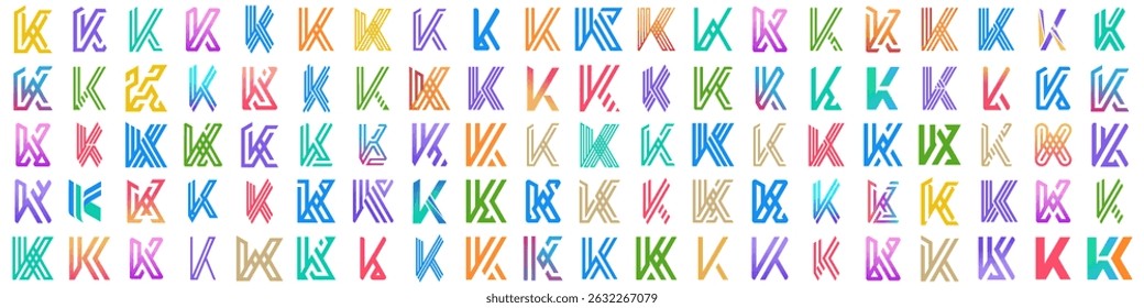 collection abstract letter K logo design. modern logotype K design with colorful. vector illustration
