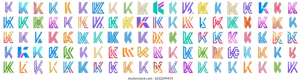 coleção abstrato letra K logotipo design. design moderno logotipo K com ilustração colorida. vetor