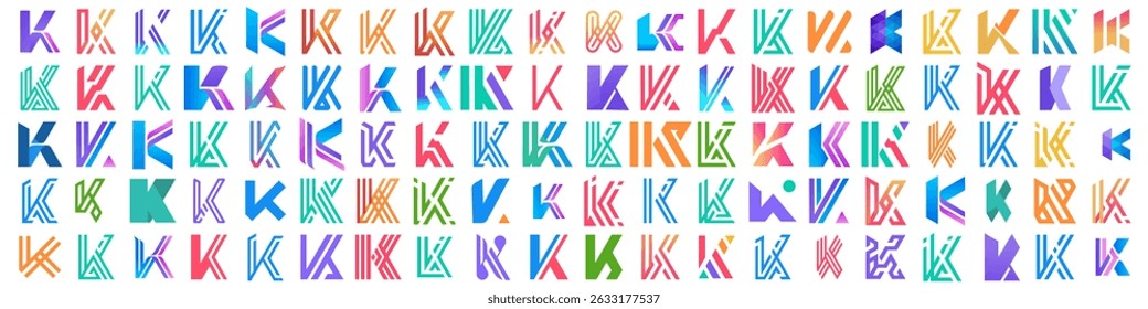 collection abstract letter K logo design. modern logotype K design with colorful. vector illustration