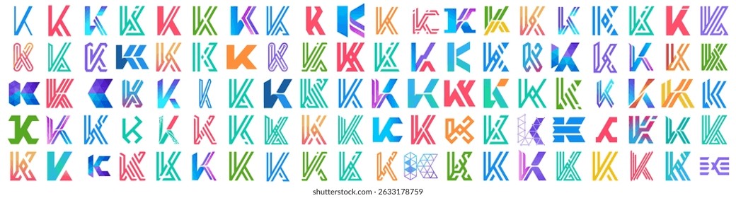 coleção abstrato letra K logotipo design. design moderno logotipo K com ilustração colorida. vetor